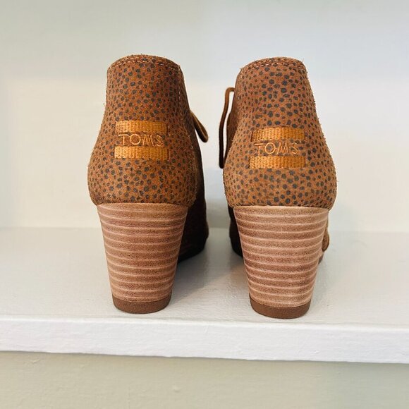 Toms Kala Desert Wedge Booties Womens Size 7 Brown Leopard Print Shoes Bootie - Picture 4 of 9